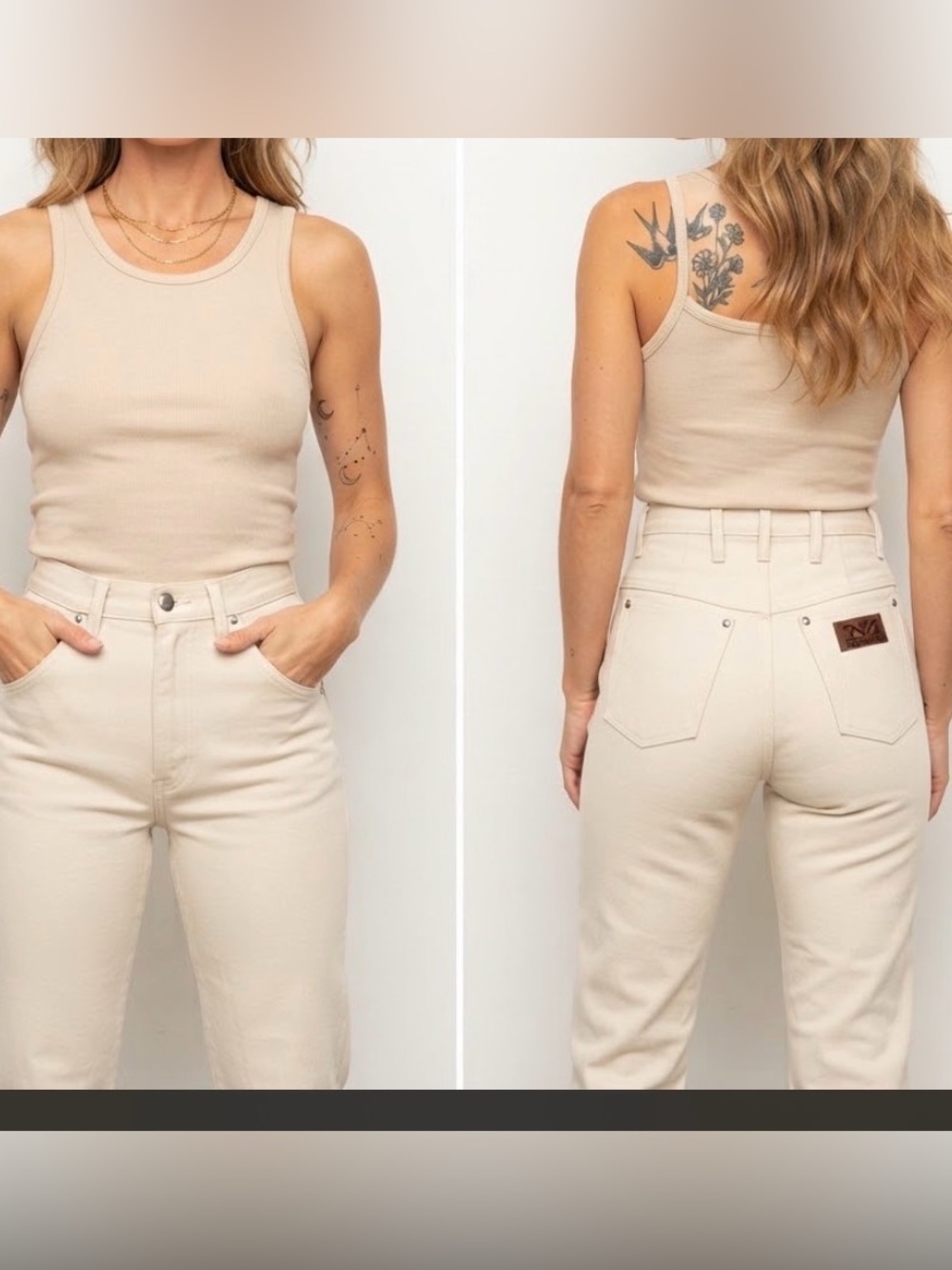 Vintage 1970s Maverick Blue Bell Cream High Rise Western Jeans Made in USA